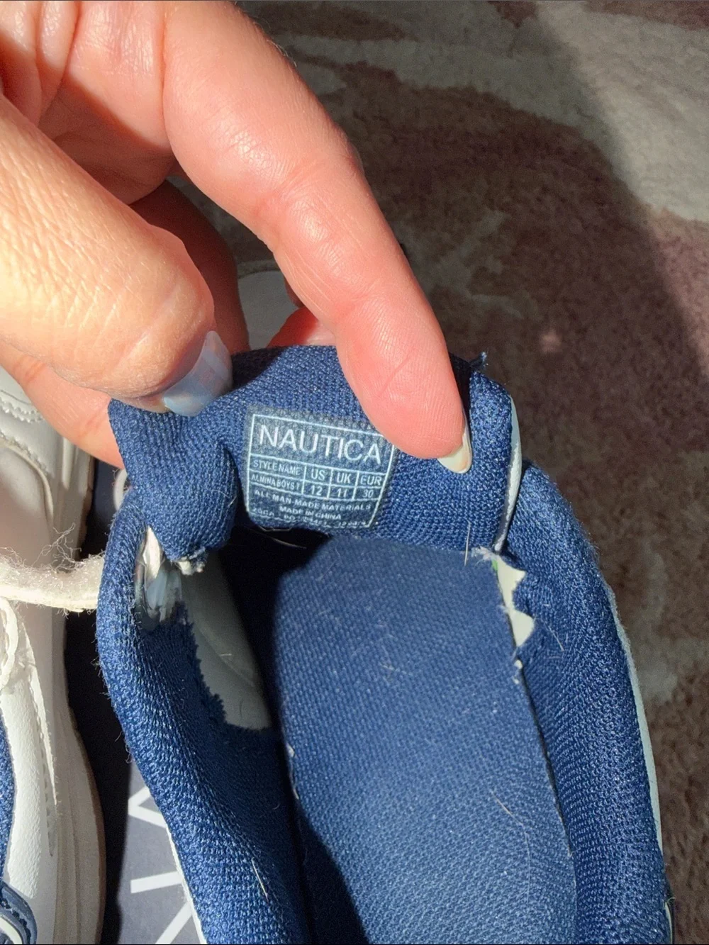 Nautica White and Navy Kids Velcro Tennis Sneaker, Play Shoes